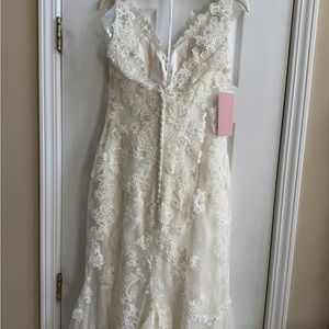 sachin and babi light blue dress Casablanca Bridal 2540 Elloise A-Line Ballgown Strapless Sheer Floral  Corset Sweetheart Neckline Open Back Train Wedding Gown main image 1